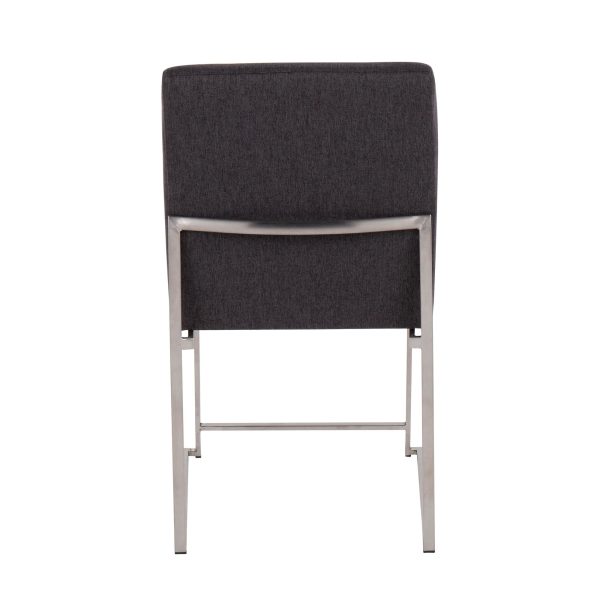 Fuji High Back Contemporary Charcoal Dining Chairs Brushed Steel Set of 2 7