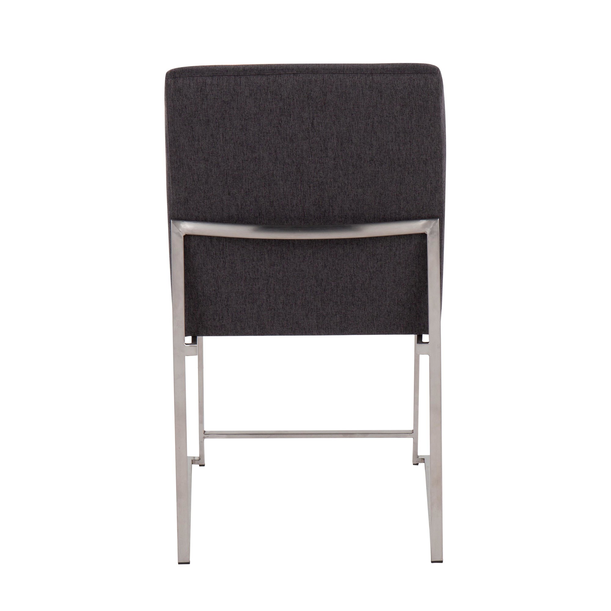 Fuji High Back Contemporary Charcoal Dining Chairs Brushed Steel (Set of 2) 8 Fuji High Back Contemporary Charcoal Dining Chairs Brushed Steel (Set of 2) - Image 8