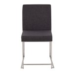 Fuji High Back Contemporary Charcoal Dining Chairs Brushed Steel (Set of 2) 20 Fuji High Back Contemporary Charcoal Dining Chairs Brushed Steel (Set of 2)