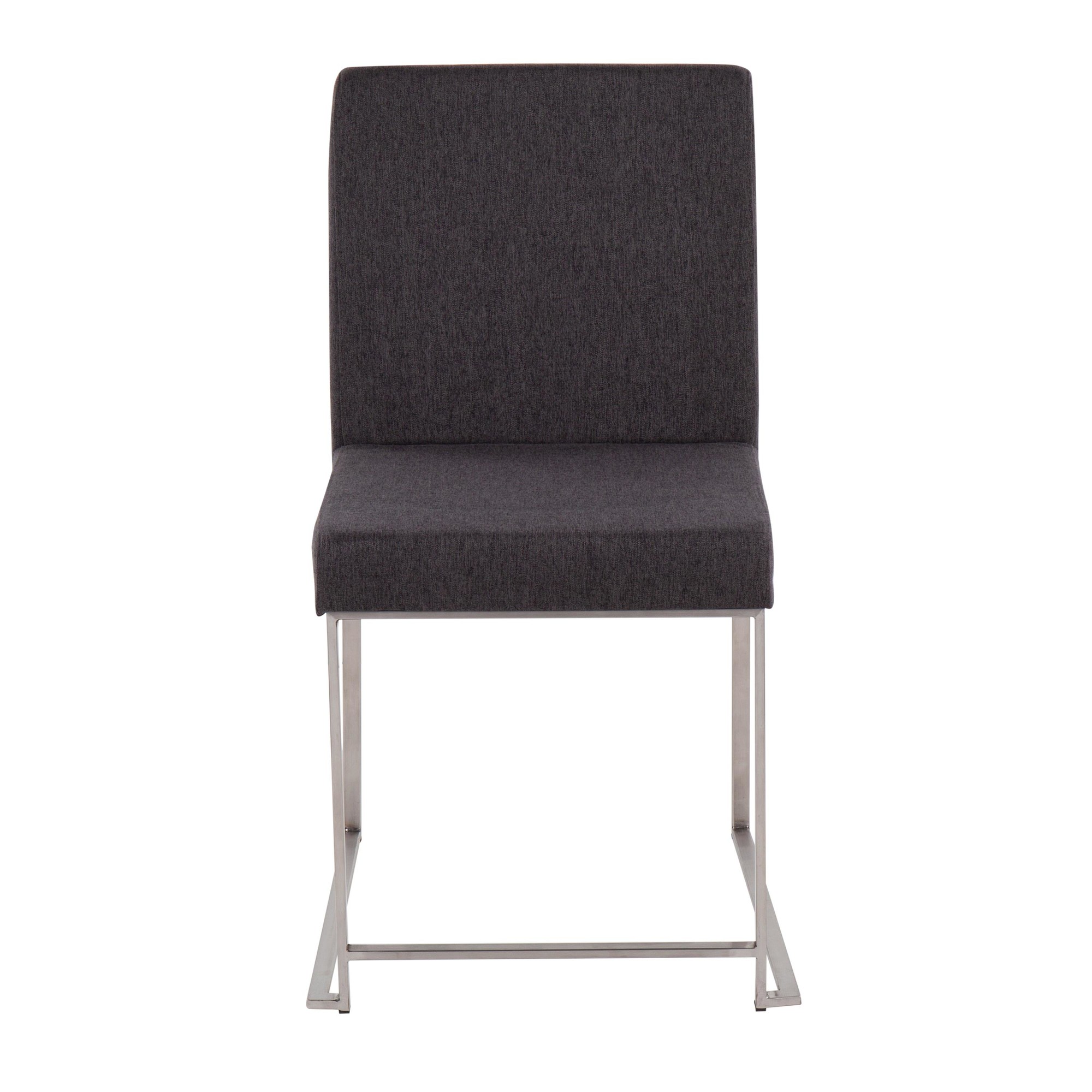 Fuji High Back Contemporary Charcoal Dining Chairs Brushed Steel (Set of 2) 9 Fuji High Back Contemporary Charcoal Dining Chairs Brushed Steel (Set of 2) - Image 9