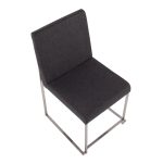 Fuji High Back Contemporary Charcoal Dining Chairs Brushed Steel (Set of 2) 21 Fuji High Back Contemporary Charcoal Dining Chairs Brushed Steel (Set of 2)