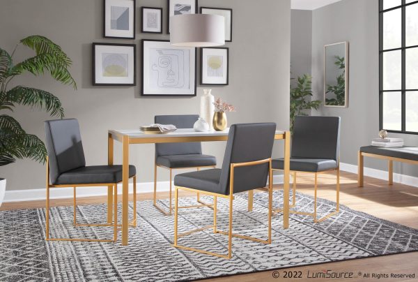 Fuji High Back Contemporary Grey Faux Leather Dining Chairs Set of 2 1