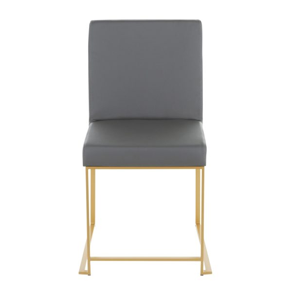 Fuji High Back Contemporary Grey Faux Leather Dining Chairs Set of 2 10