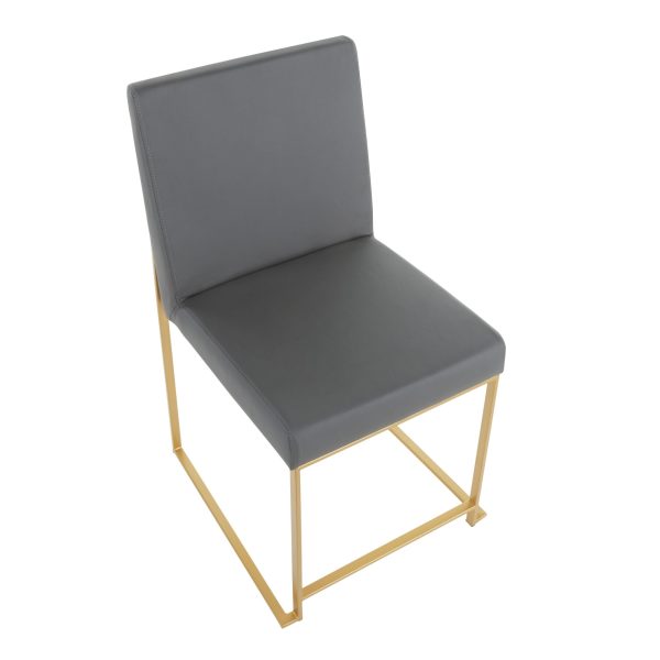 Fuji High Back Contemporary Grey Faux Leather Dining Chairs Set of 2 11
