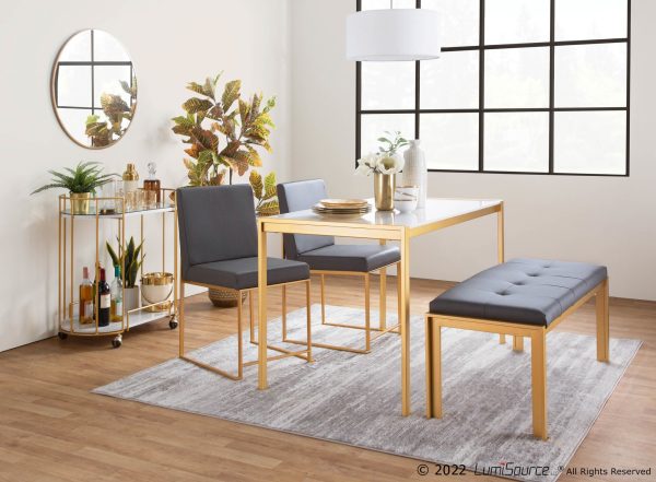 Fuji High Back Contemporary Grey Faux Leather Dining Chairs Set of 2 2