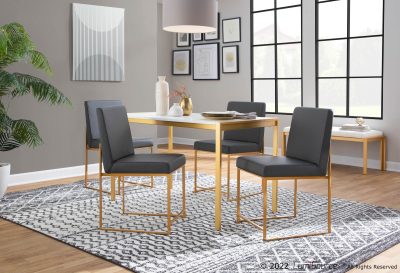 Fuji High Back Contemporary Grey Faux Leather Dining Chairs (Set of 2)