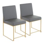 Fuji High Back Contemporary Grey Faux Leather Dining Chairs (Set of 2) 20 Fuji High Back Contemporary Grey Faux Leather Dining Chairs (Set of 2)