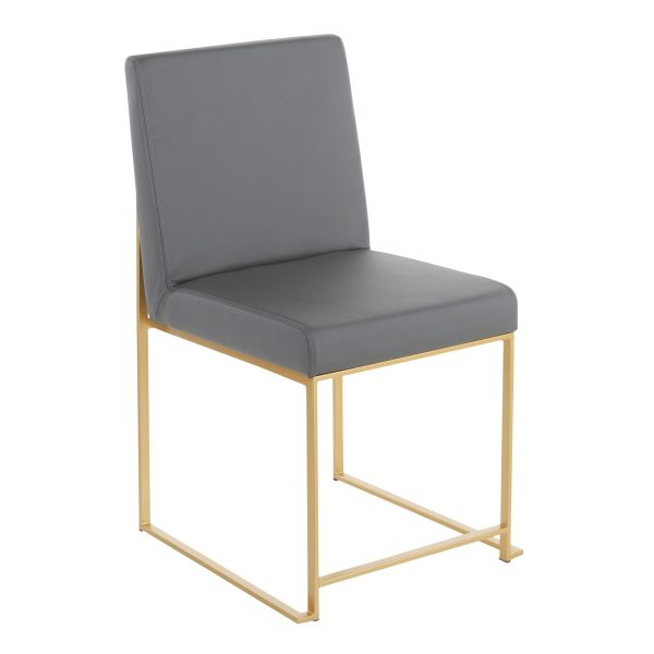 Fuji High Back Contemporary Grey Faux Leather Dining Chairs Set of 2 6