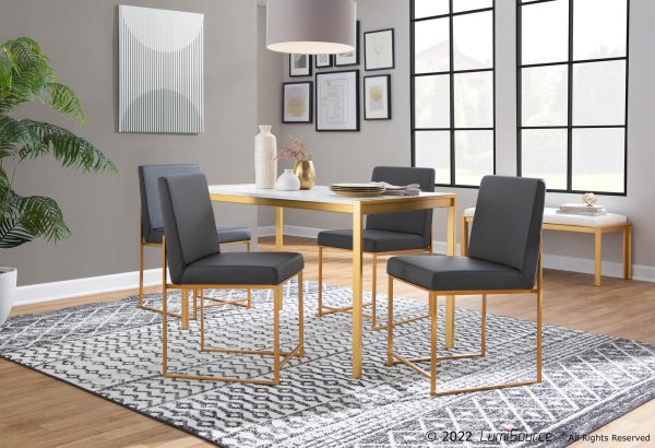 Fuji High Back Contemporary Grey Faux Leather Dining Chairs Set of 2