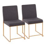 Fuji High Back Gold Steel Charcoal Contemporary Dining Chairs (Set of 2) 12 Fuji High Back Gold Steel Charcoal Contemporary Dining Chairs (Set of 2)