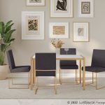 Fuji High Back Gold Steel Charcoal Contemporary Dining Chairs (Set of 2) 11 Fuji High Back Gold Steel Charcoal Contemporary Dining Chairs (Set of 2)