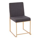 Fuji High Back Gold Steel Charcoal Contemporary Dining Chairs (Set of 2) 13 Fuji High Back Gold Steel Charcoal Contemporary Dining Chairs (Set of 2)