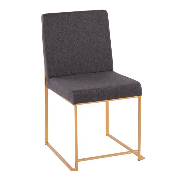 Fuji High Back Gold Steel Charcoal Contemporary Dining Chairs Set of 2 2