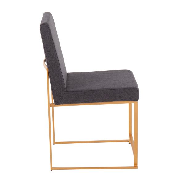 Fuji High Back Gold Steel Charcoal Contemporary Dining Chairs Set of 2 3