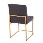 Fuji High Back Gold Steel Charcoal Contemporary Dining Chairs (Set of 2) 15 Fuji High Back Gold Steel Charcoal Contemporary Dining Chairs (Set of 2)