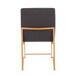 Fuji High Back Gold Steel Charcoal Contemporary Dining Chairs (Set of 2) 16 Fuji High Back Gold Steel Charcoal Contemporary Dining Chairs (Set of 2)