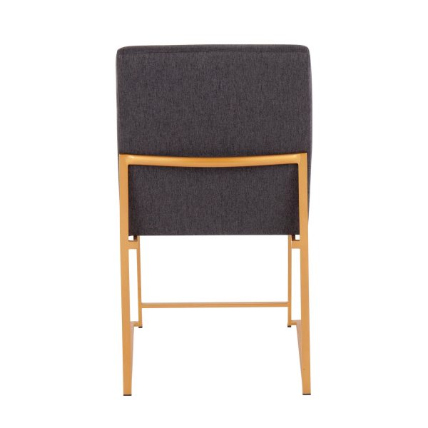 Fuji High Back Gold Steel Charcoal Contemporary Dining Chairs Set of 2 5