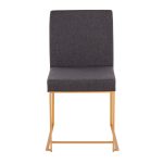 Fuji High Back Gold Steel Charcoal Contemporary Dining Chairs (Set of 2) 17 Fuji High Back Gold Steel Charcoal Contemporary Dining Chairs (Set of 2)
