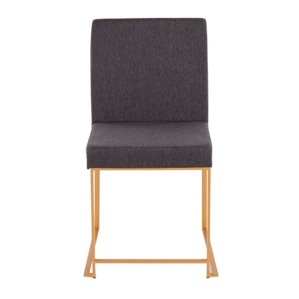 Fuji High Back Gold Steel Charcoal Contemporary Dining Chairs Set of 2 6