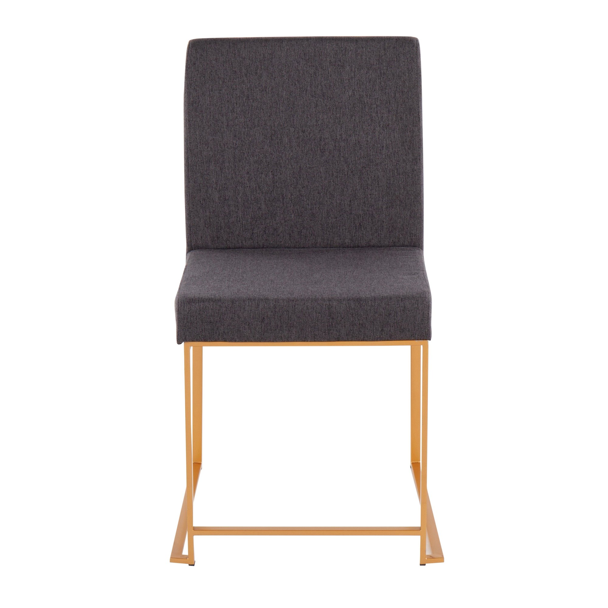 Fuji High Back Gold Steel Charcoal Contemporary Dining Chairs (Set of 2) 7 Fuji High Back Gold Steel Charcoal Contemporary Dining Chairs (Set of 2) - Image 7