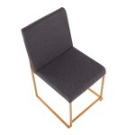 Fuji High Back Gold Steel Charcoal Contemporary Dining Chairs (Set of 2) 18 Fuji High Back Gold Steel Charcoal Contemporary Dining Chairs (Set of 2)