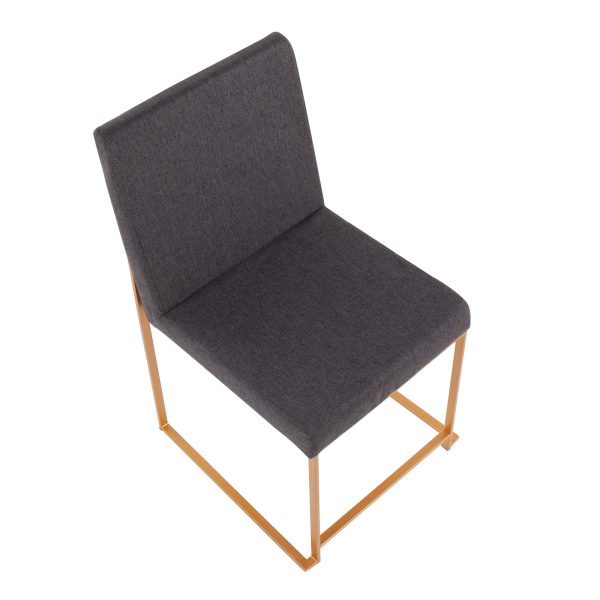 Fuji High Back Gold Steel Charcoal Contemporary Dining Chairs Set of 2 7