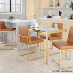Fuji High Back Gold and Camel Contemporary Dining Chair (Set of 2) 13 Fuji High Back Gold and Camel Contemporary Dining Chair (Set of 2)