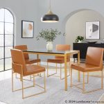 Fuji High Back Gold and Camel Contemporary Dining Chair (Set of 2) 12 Fuji High Back Gold and Camel Contemporary Dining Chair (Set of 2)