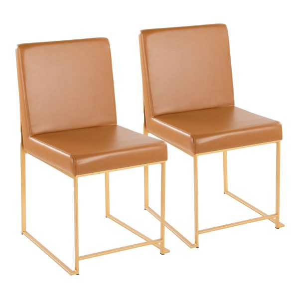 Fuji High Back Gold and Camel Contemporary Dining Chair Set of 2 2