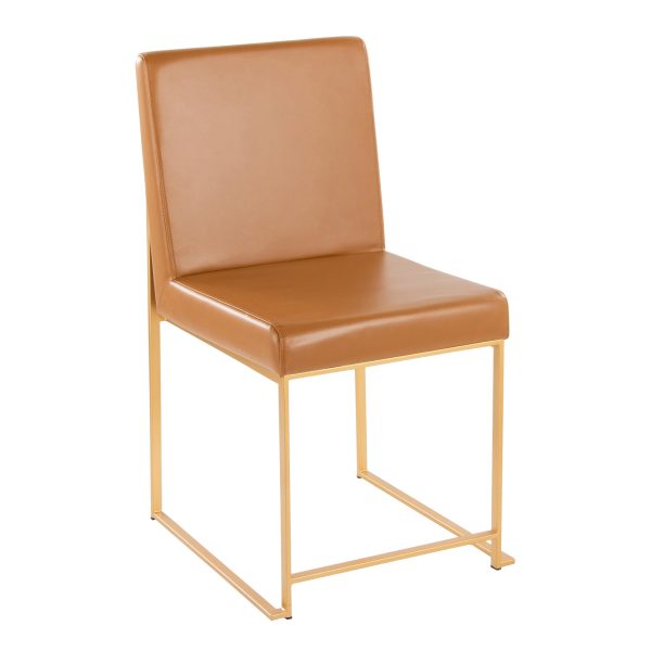 Fuji High Back Gold and Camel Contemporary Dining Chair Set of 2 3