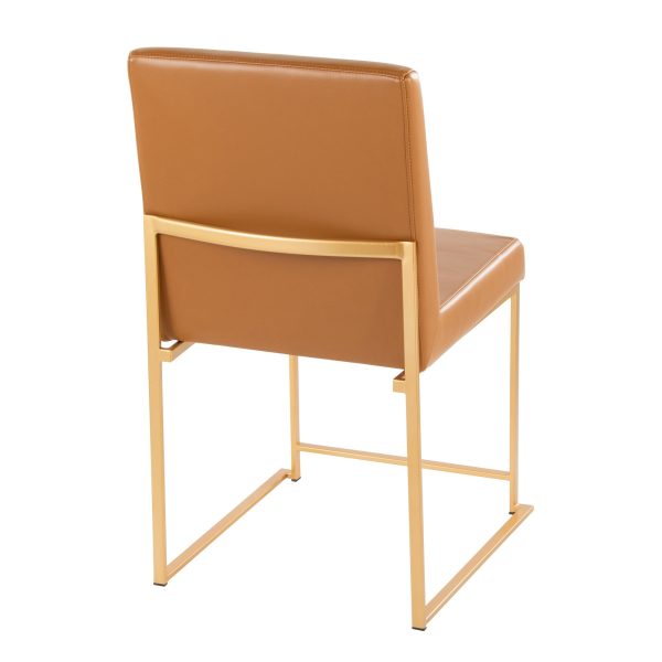 Fuji High Back Gold and Camel Contemporary Dining Chair Set of 2 5