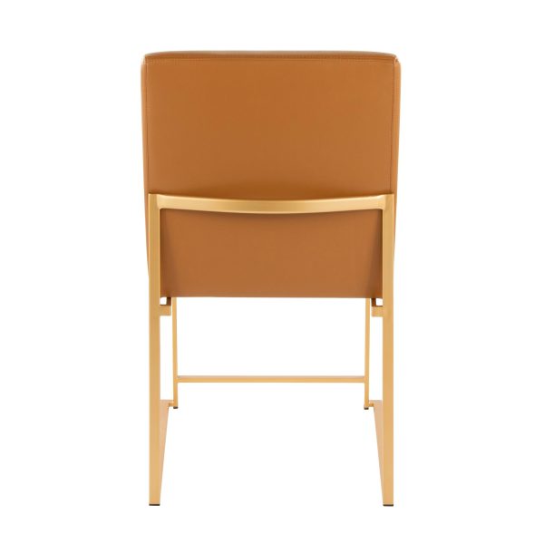 Fuji High Back Gold and Camel Contemporary Dining Chair Set of 2 6