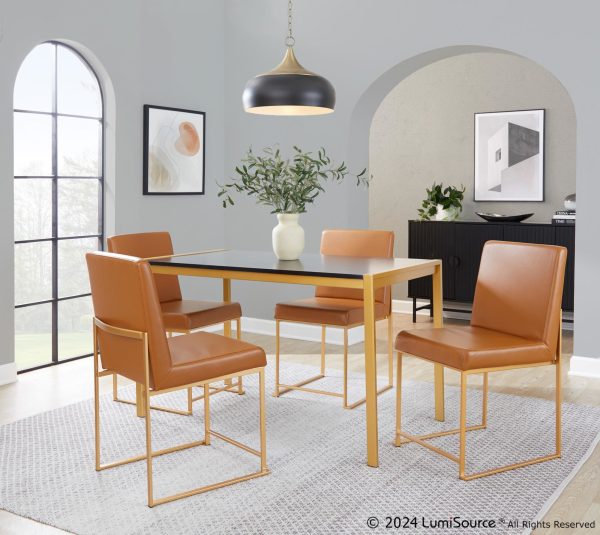 Fuji High Back Gold and Camel Contemporary Dining Chair Set of 2