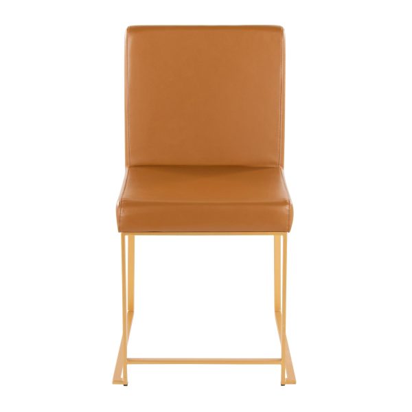 Fuji High Back Gold and Camel Contemporary Dining Chair Set of 2 7