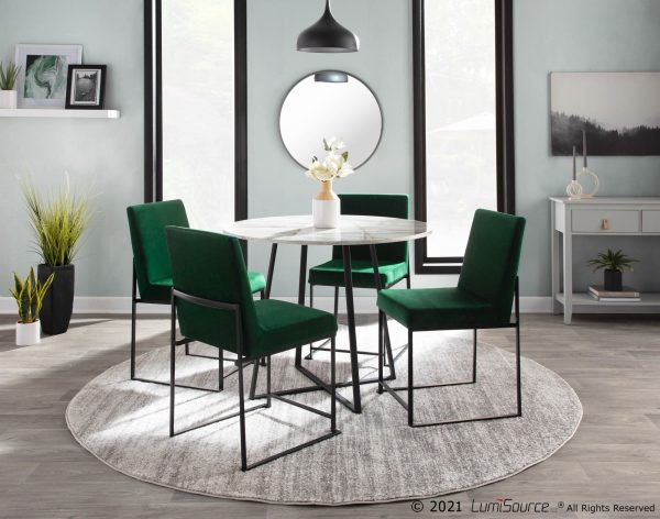 Fuji High Back Green Velvet Contemporary Dining Chairs Set of 2 1