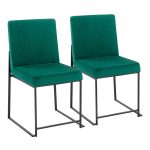 Fuji High Back Green Velvet Contemporary Dining Chairs (Set of 2) 17 Fuji High Back Green Velvet Contemporary Dining Chairs (Set of 2)