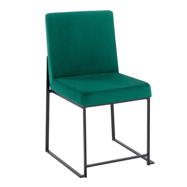 Fuji High Back Green Velvet Contemporary Dining Chairs Set of 2 5