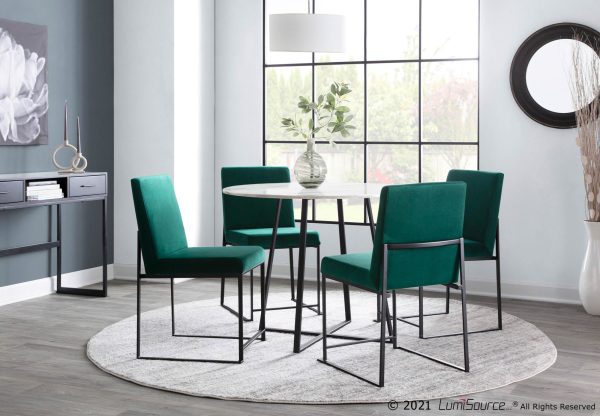 Fuji High Back Green Velvet Contemporary Dining Chairs Set of 2
