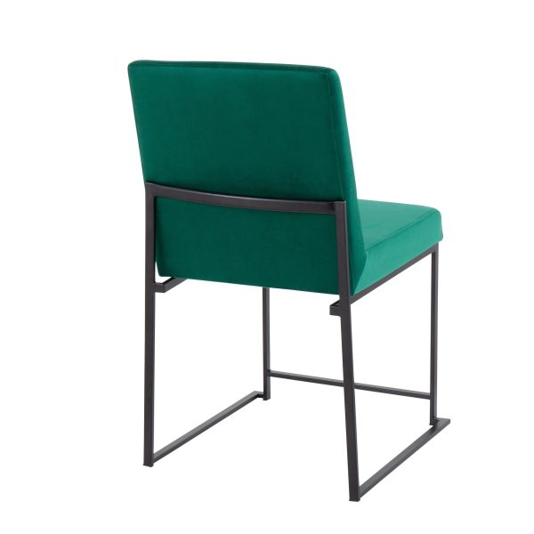 Fuji High Back Green Velvet Contemporary Dining Chairs Set of 2 7