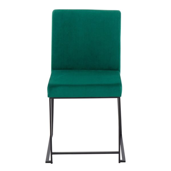 Fuji High Back Green Velvet Contemporary Dining Chairs Set of 2 9