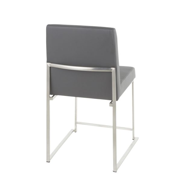 Fuji High Back Grey Contemporary Dining Chairs Stainless Steel Set of 2 10
