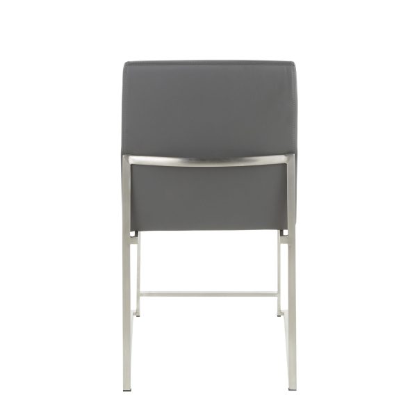 Fuji High Back Grey Contemporary Dining Chairs Stainless Steel Set of 2 11