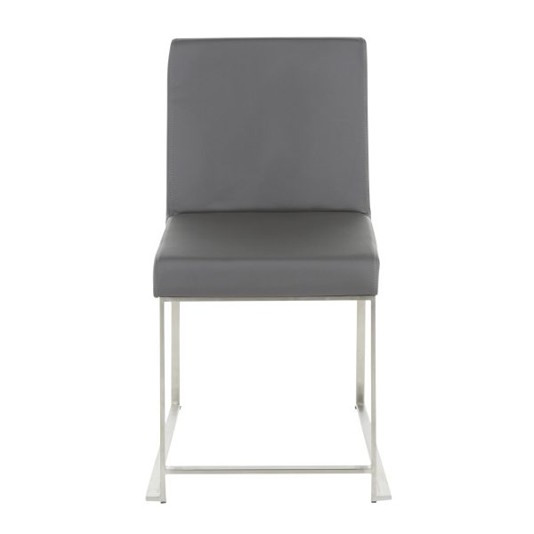 Fuji High Back Grey Contemporary Dining Chairs Stainless Steel Set of 2 12