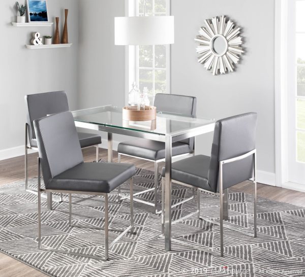 Fuji High Back Grey Contemporary Dining Chairs Stainless Steel Set of 2 6