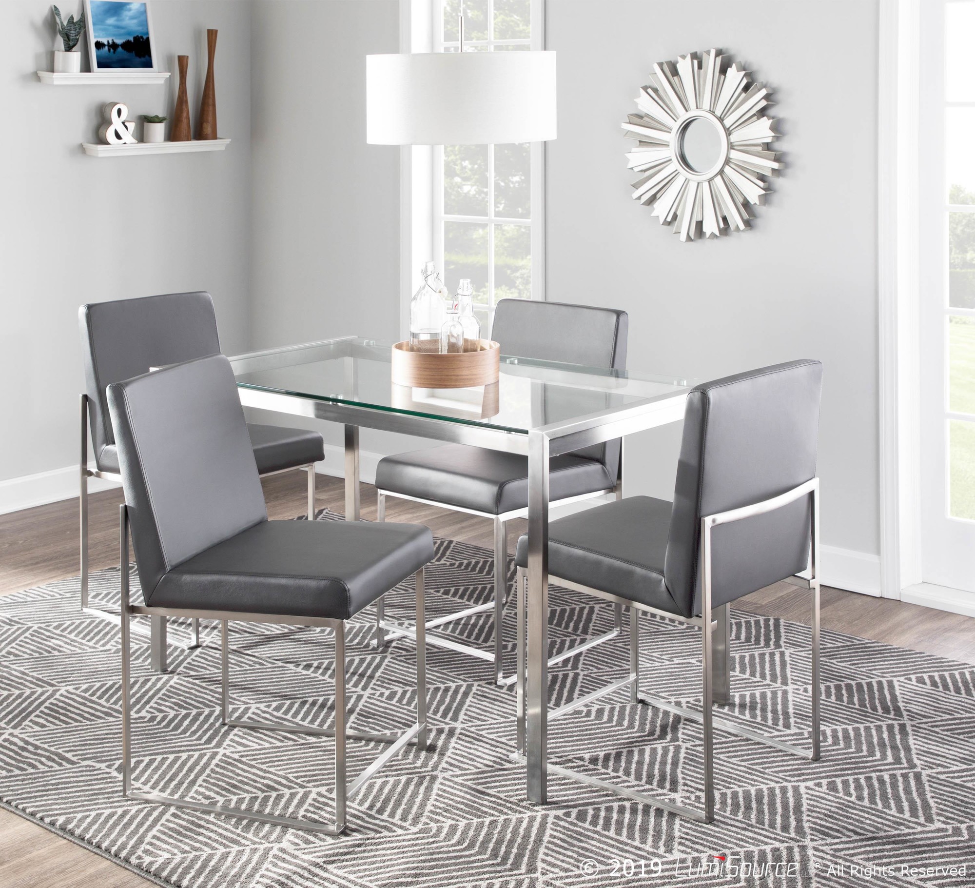 Fuji High Back Grey Contemporary Dining Chairs Stainless Steel (Set of 2) 7 Fuji High Back Grey Contemporary Dining Chairs Stainless Steel (Set of 2) - Image 7