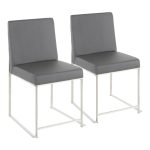 Fuji High Back Grey Contemporary Dining Chairs Stainless Steel (Set of 2) 24 Fuji High Back Grey Contemporary Dining Chairs Stainless Steel (Set of 2)