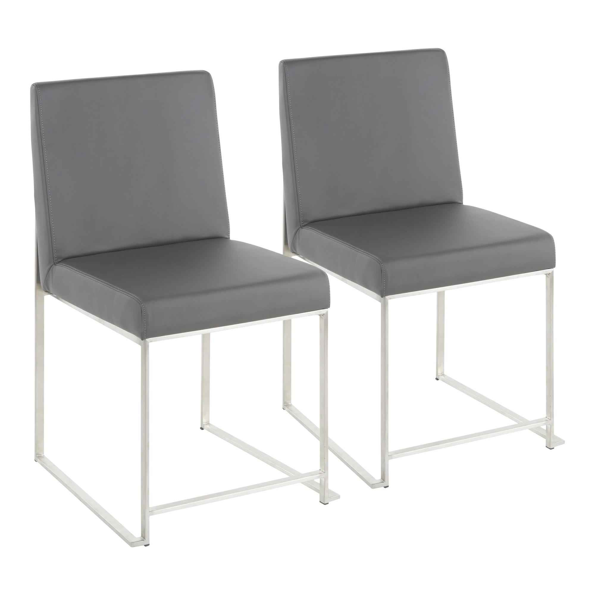 Fuji High Back Grey Contemporary Dining Chairs Stainless Steel (Set of 2) 8 Fuji High Back Grey Contemporary Dining Chairs Stainless Steel (Set of 2) - Image 8