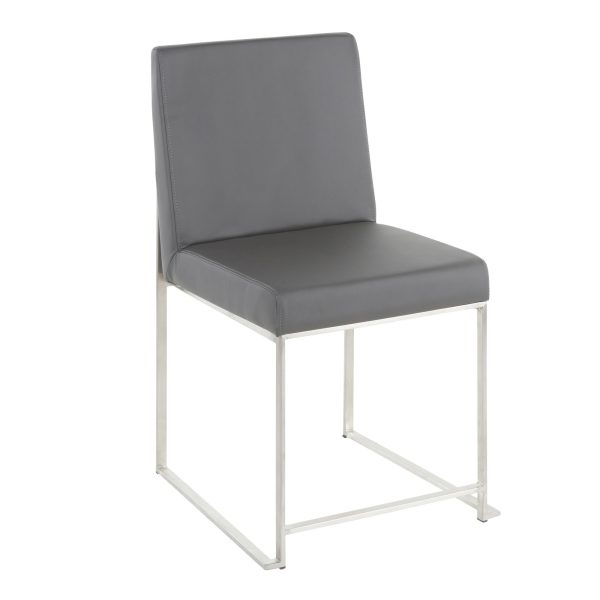 Fuji High Back Grey Contemporary Dining Chairs Stainless Steel Set of 2 8