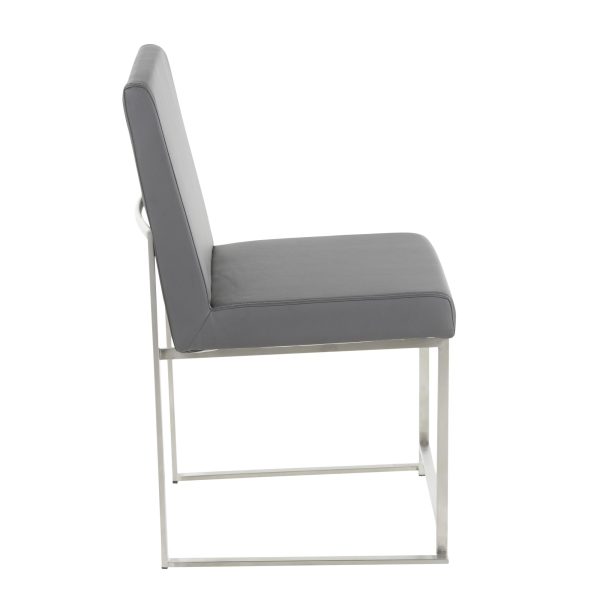 Fuji High Back Grey Contemporary Dining Chairs Stainless Steel Set of 2 9