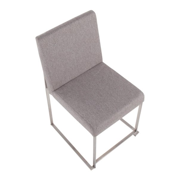 Fuji High Back Light Grey Fabric Contemporary Dining Chairs Set of 2 10